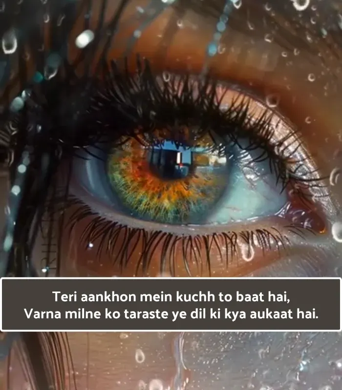 2 Line Shayari on Eyes in English in Hindi